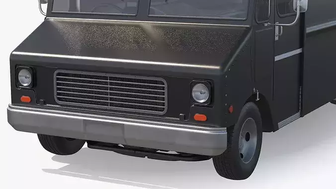 Mobile Kitchen Service Truck with Interior Black 3D model 7