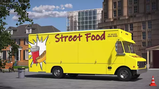 Fast Food Vendor Van without Interior 3D model 3