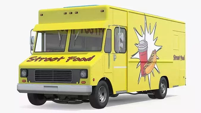 Fast Food Vendor Van without Interior 3D model 2