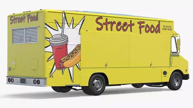 Fast Food Vendor Van without Interior 3D model 6