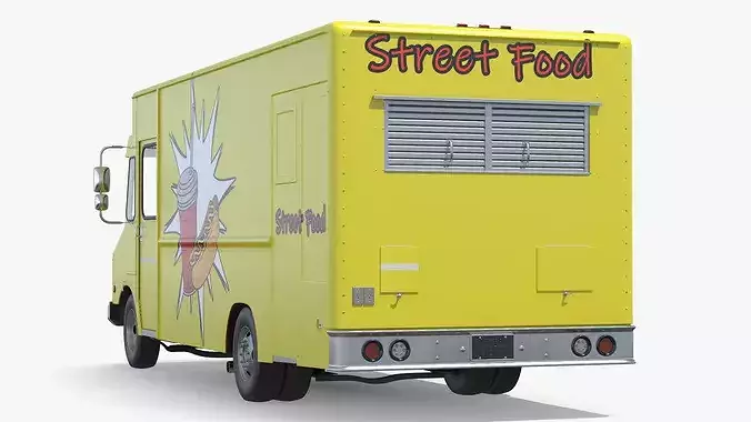Fast Food Vendor Van without Interior 3D model 7