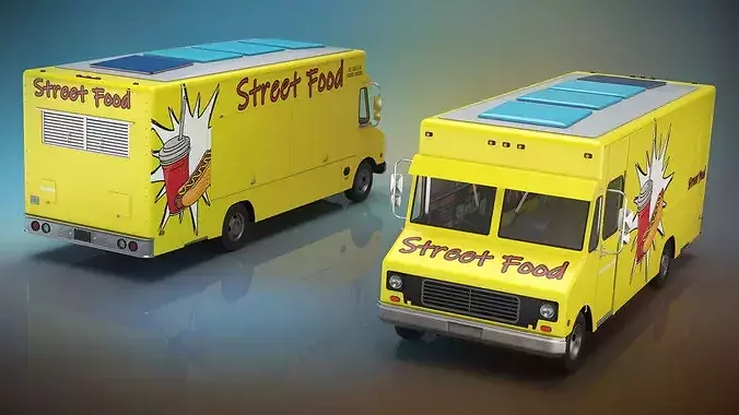 Fast Food Vendor Van without Interior 3D model 5