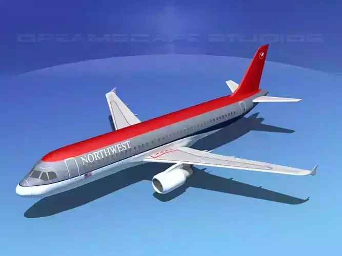 Airbus A320 LP Northwest Airlines Low-poly 3D model