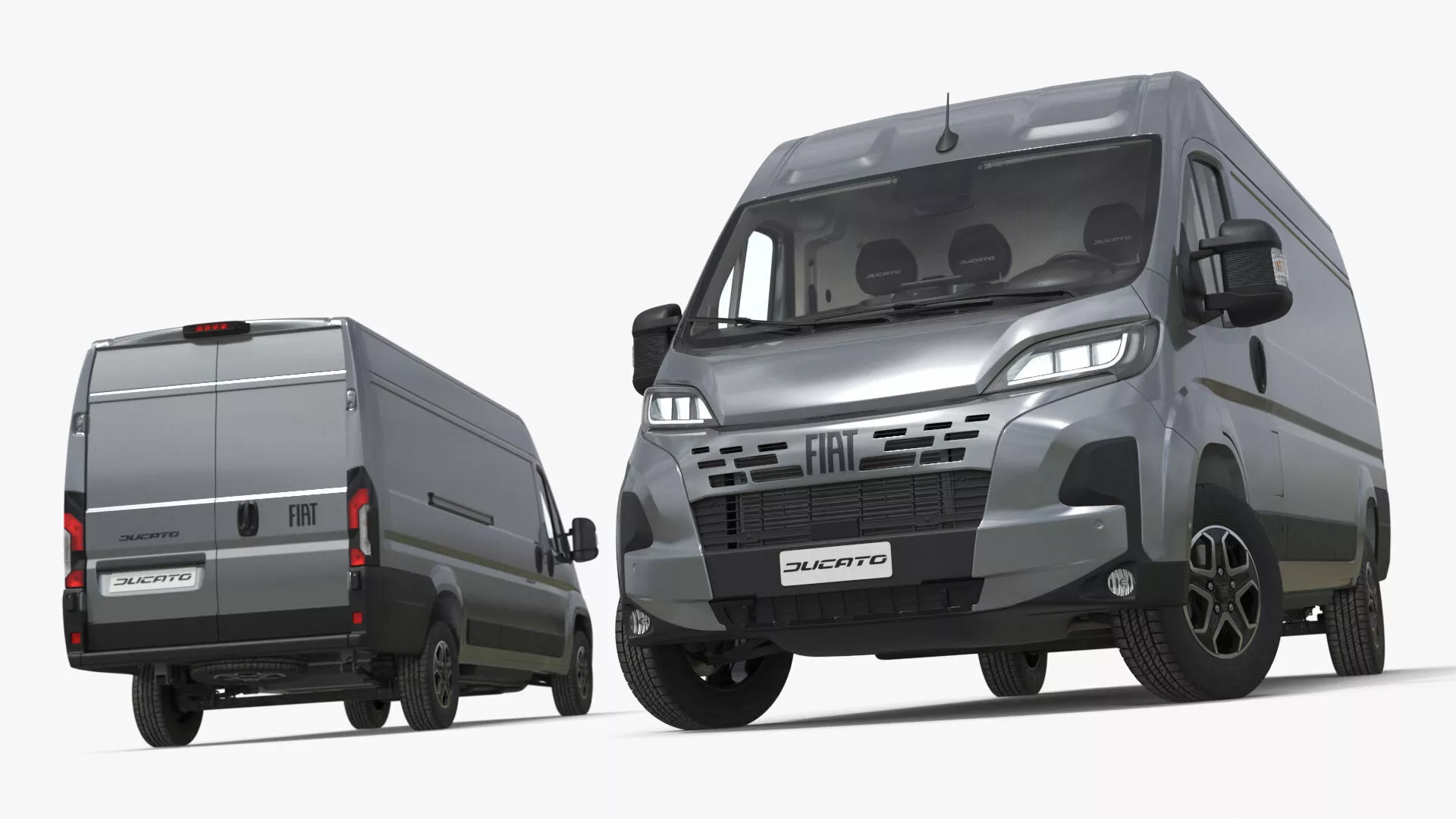 2025 Fiat Ducato Long Van Gray Rigged for Cinema 4D 3D model