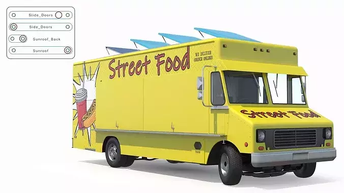 Solar Powered Street Food Truck Rigged 3D model 4