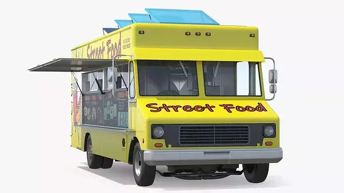 Solar Powered Street Food Truck Rigged 3D model