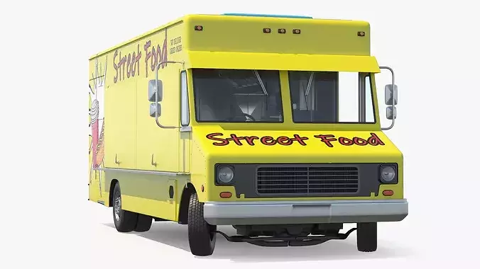 Solar Powered Street Food Truck Rigged 3D model 6