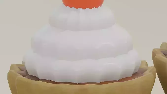 Stylized Cherry Cupcakes 3D model 5