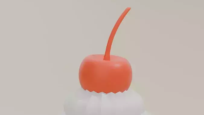 Stylized Cherry Cupcakes 3D model 4