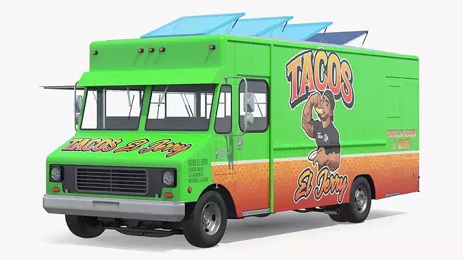 Food Truck Tacos El Jerry Green Rigged 3D model 7