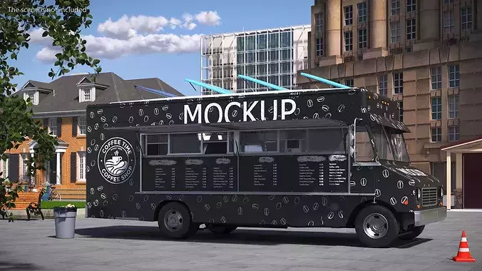 Catering Van Mockup Rigged 3D model 4