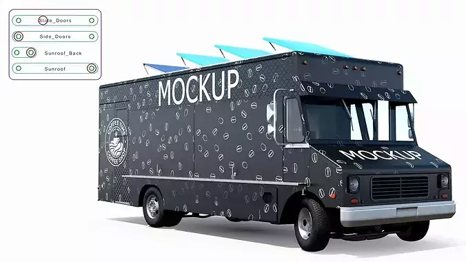Catering Van Mockup Rigged 3D model