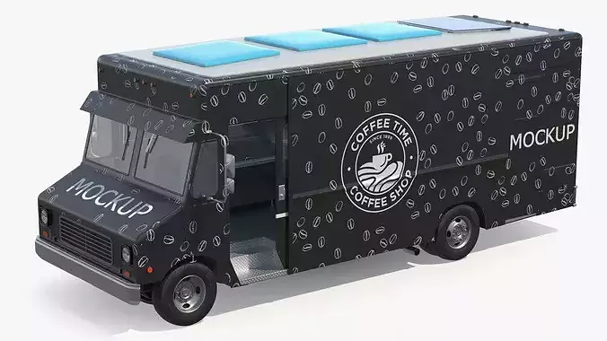 Catering Van Mockup Rigged 3D model 7