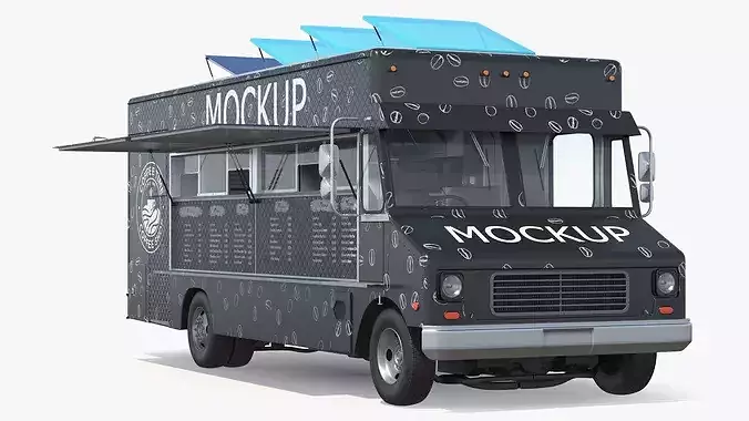 Catering Van Mockup Rigged 3D model 2