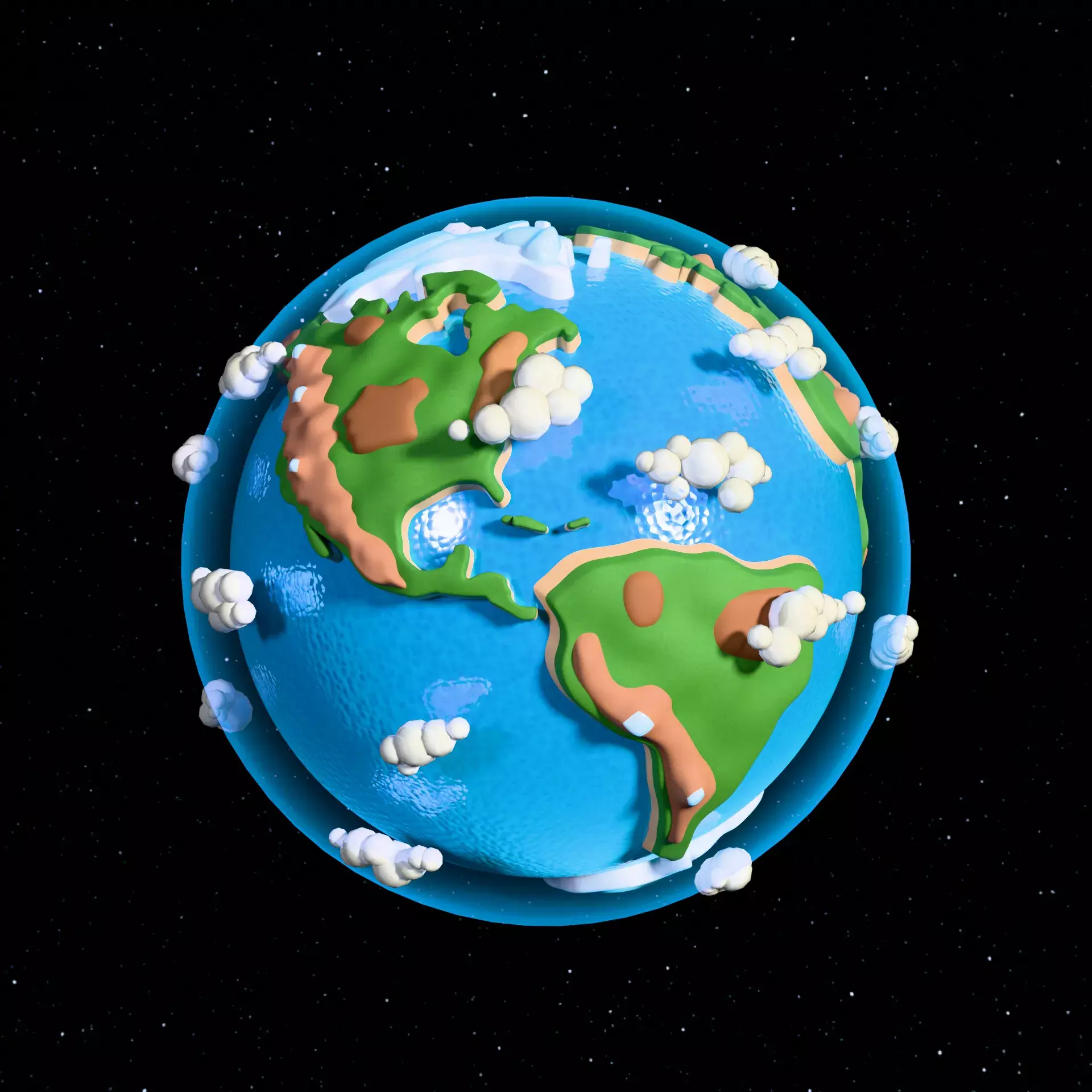 Stylized Cartoon Planet Earth Free 3D model