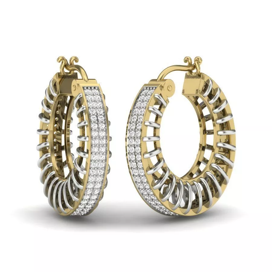 SILVER AND GOLD LONG EARRINGS 3D print model