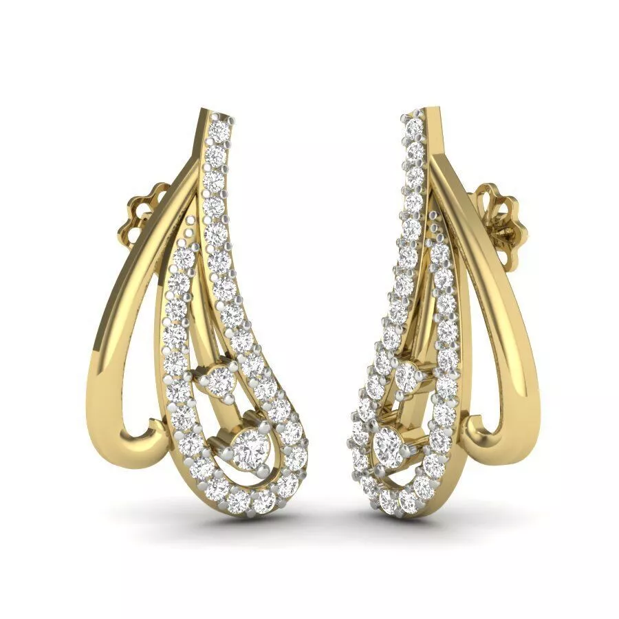 SILVER AND GOLD LONG EARRINGS 3D print model