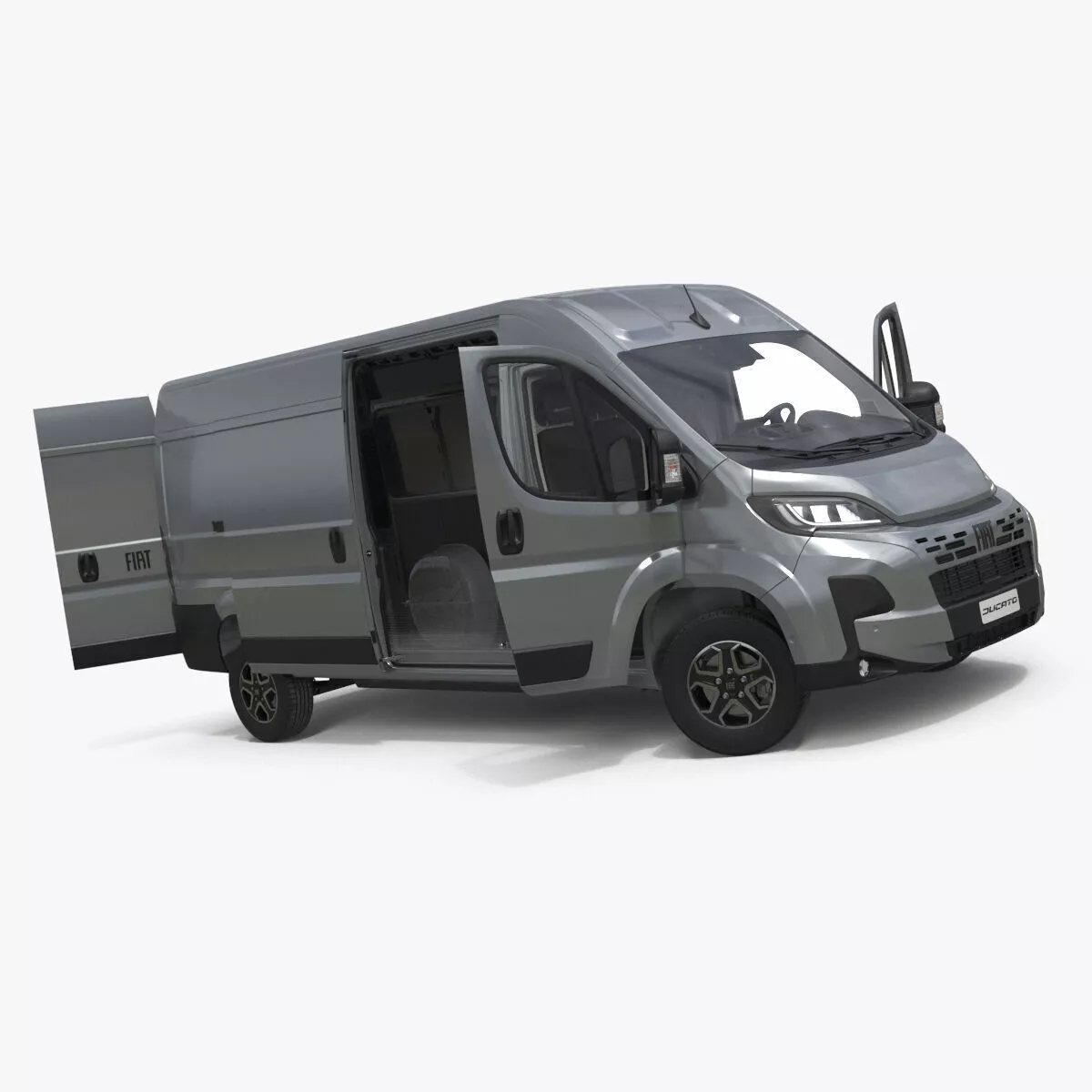 Gray Fiat Ducato 2025 Medium Van Rigged for Cinema 4D 3D model