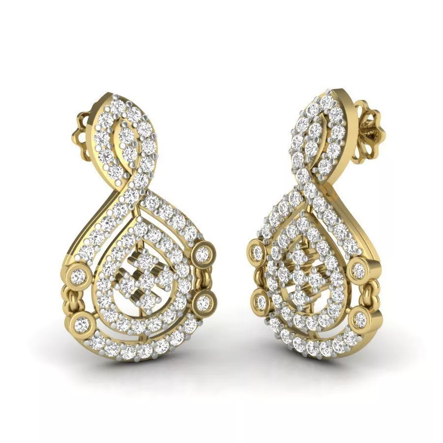 SILVER AND GOLD LONG EARRINGS 3D print model