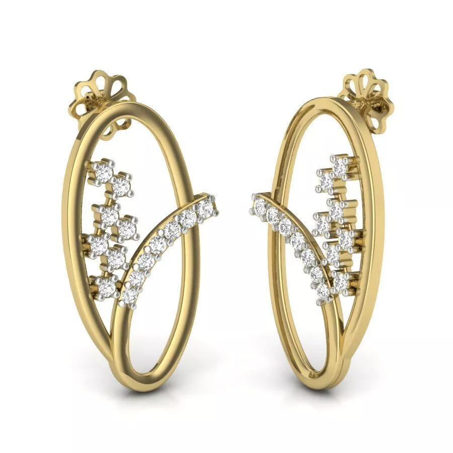 SILVER AND GOLD LONG EARRINGS 3D print model