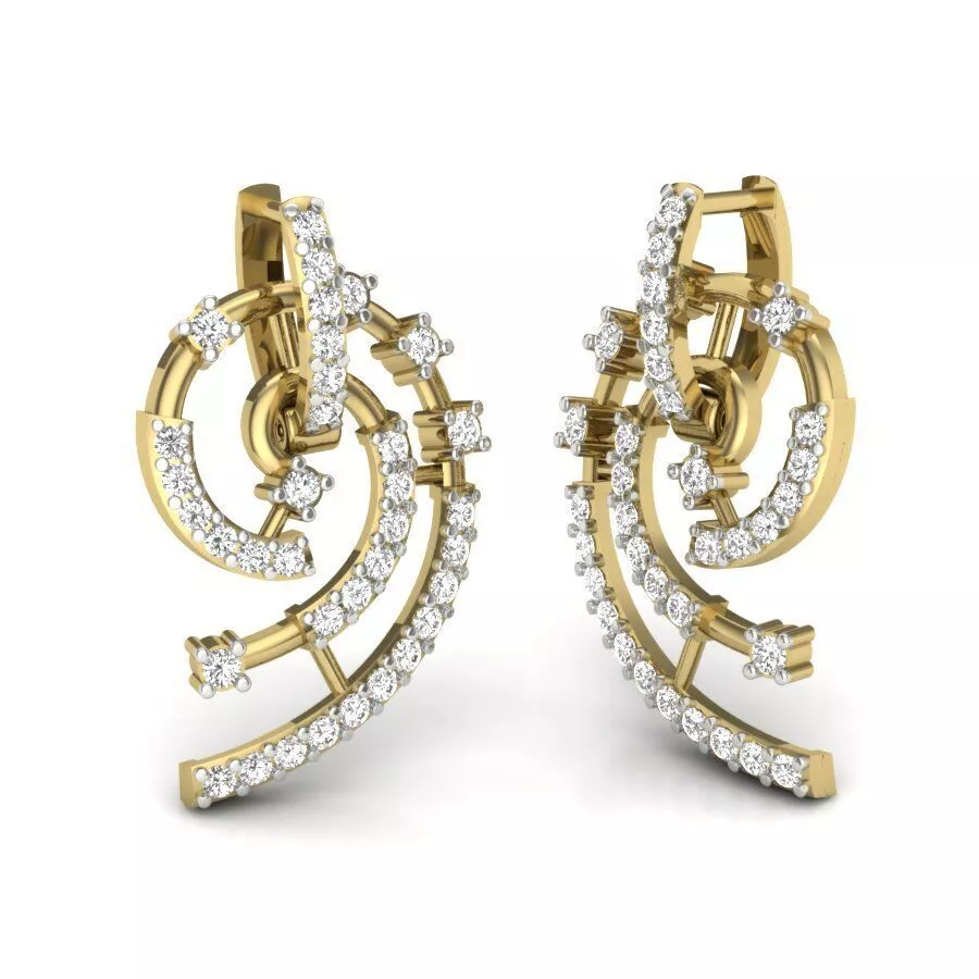 SILVER AND GOLD LONG EARRINGS 3D print model