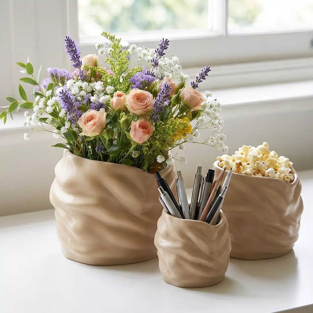 Dune-Inspired Wavy Vase and Bowl Premium STL and OBJ 3D print model