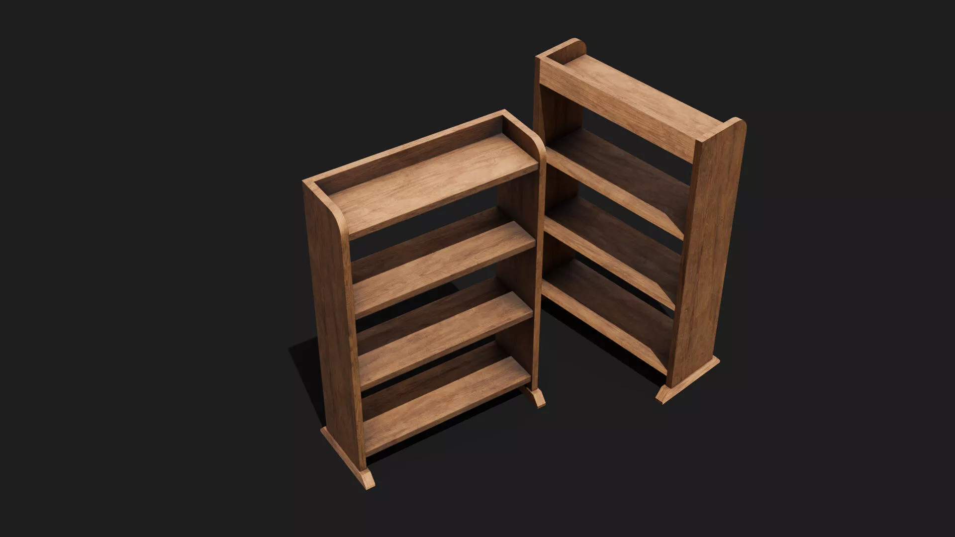 Small wooden PBR shelf 3d model Low-poly 3D model