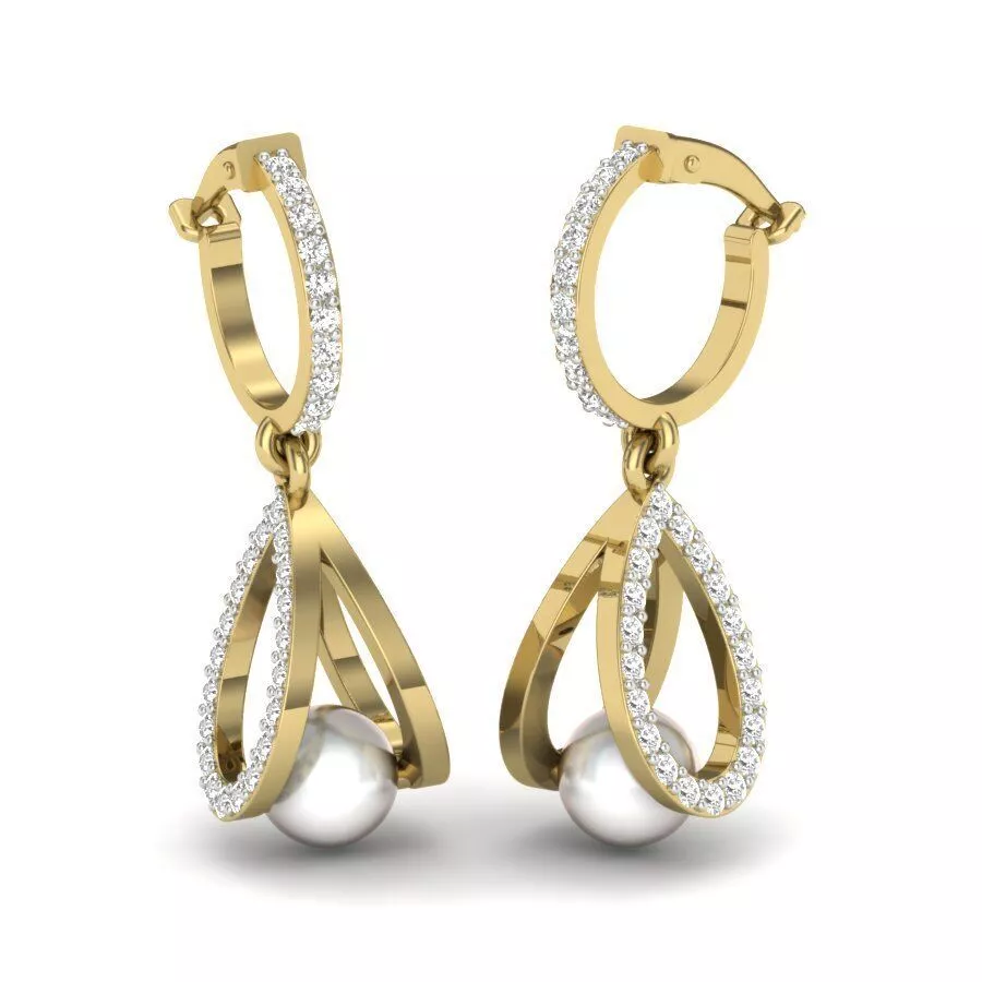 SILVER AND GOLD LONG EARRINGS 3D print model