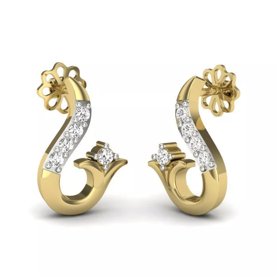 SILVER AND GOLD LONG EARRINGS 3D print model