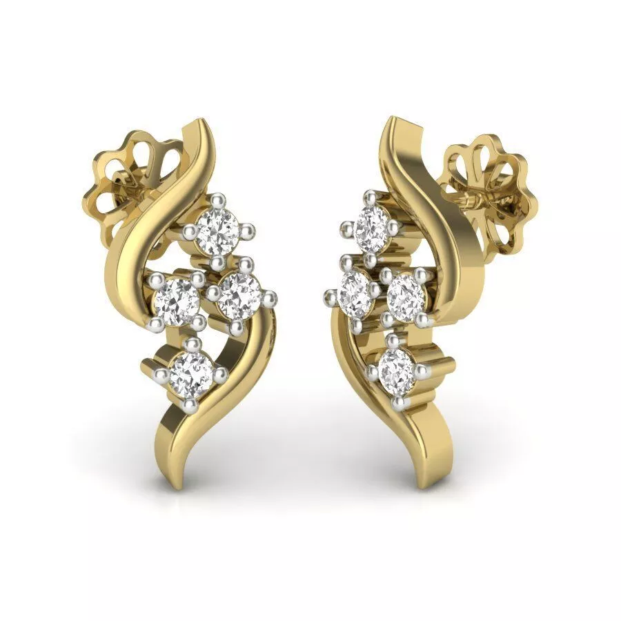 SILVER AND GOLD LONG EARRINGS 3D print model