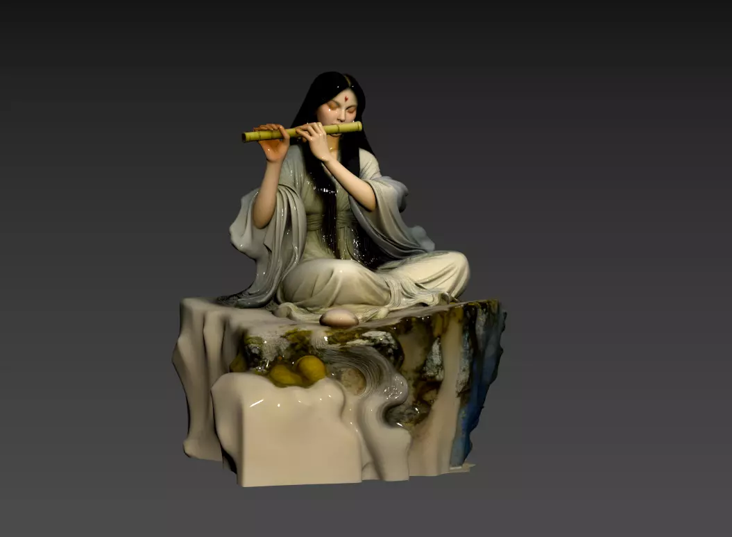 C54- Eastern Scene - Goddess Sitting on a Rock 3D model