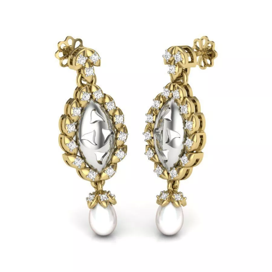 SILVER AND GOLD LONG EARRINGS 3D print model