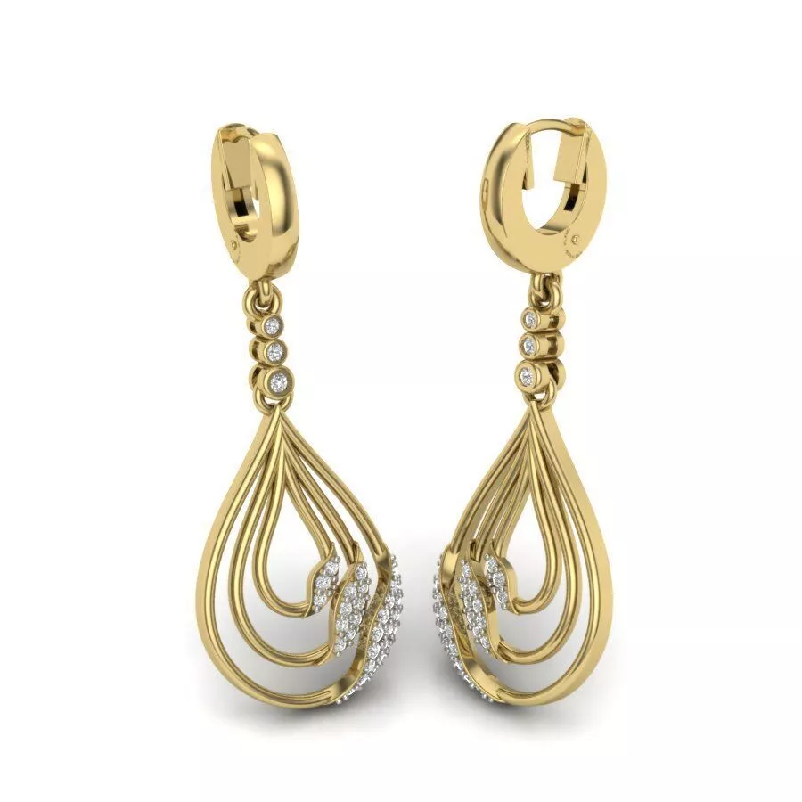 SILVER AND GOLD LONG EARRINGS 3D print model