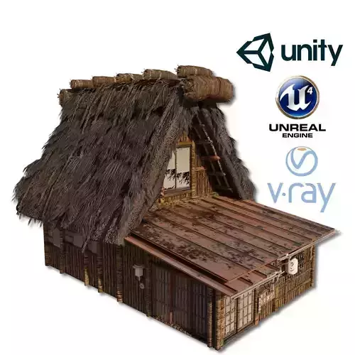 Shirakawago Village Set House 2 and 3 Low-poly 3D model