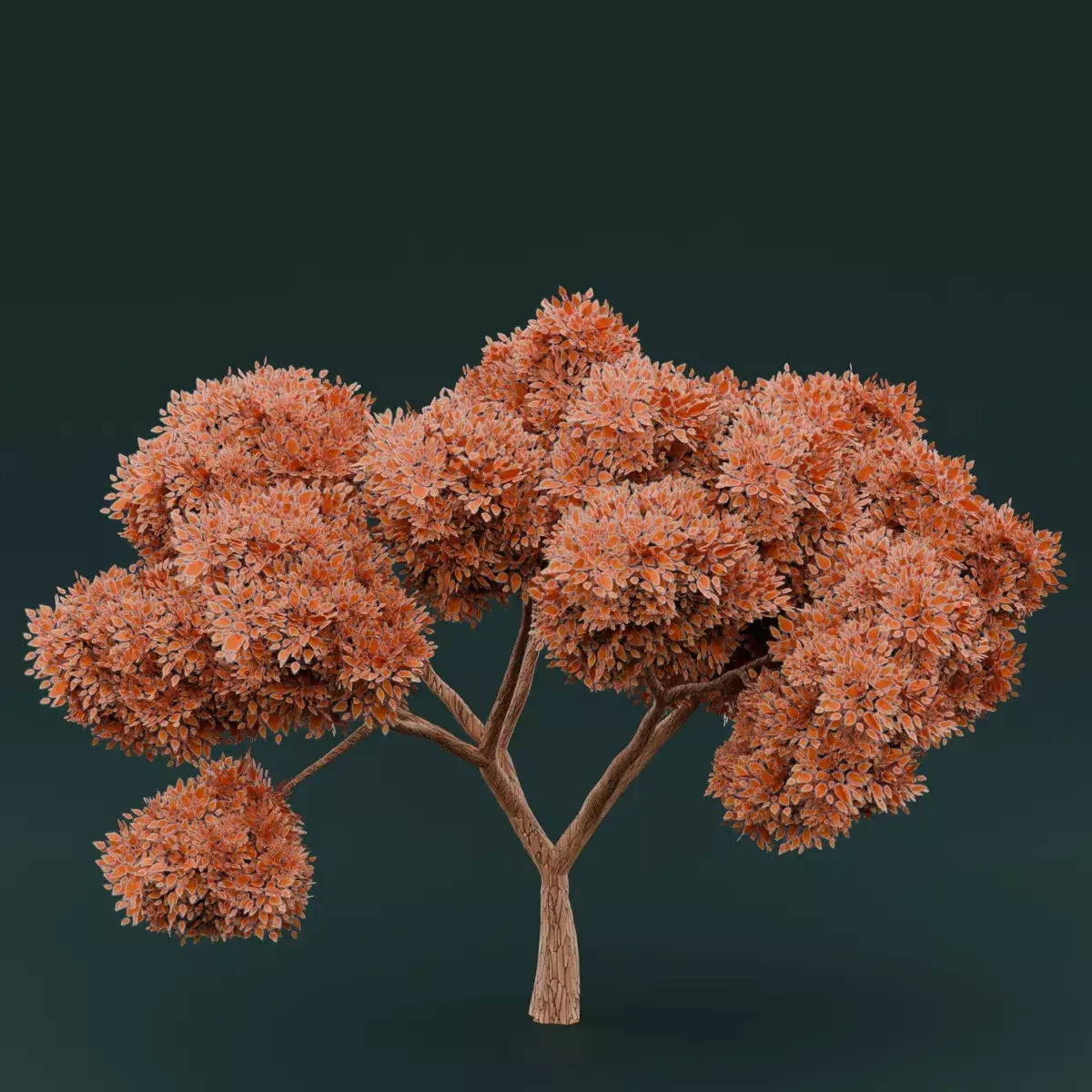 Orange Leaved Tree Free 3D model