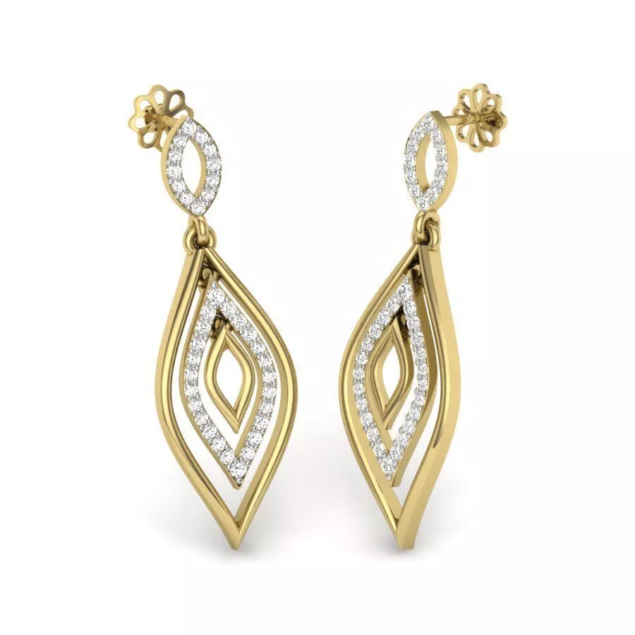 SILVER AND GOLD LONG EARRINGS 3D print model