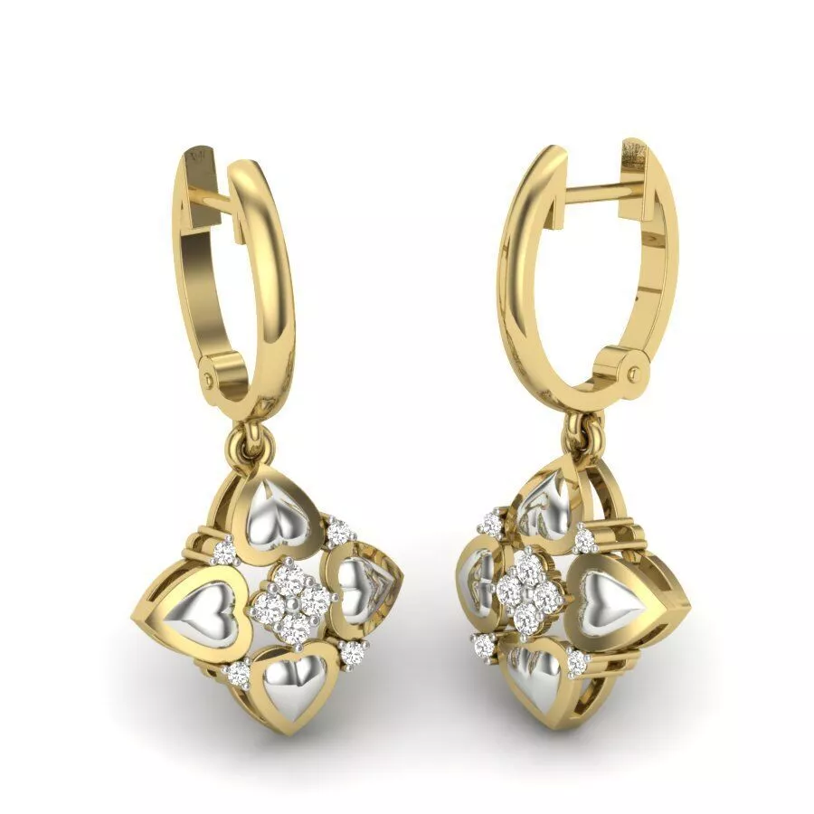 SILVER AND GOLD LONG EARRINGS 3D print model
