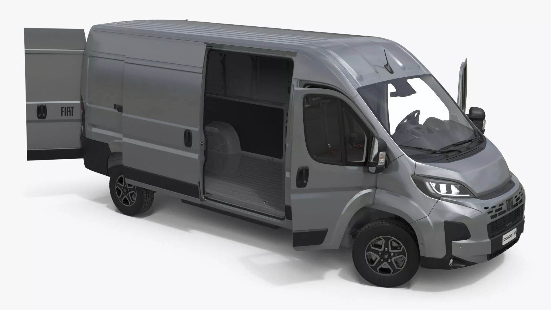 Gray Fiat Ducato 2025 Medium Van Rigged for Maya 3D model