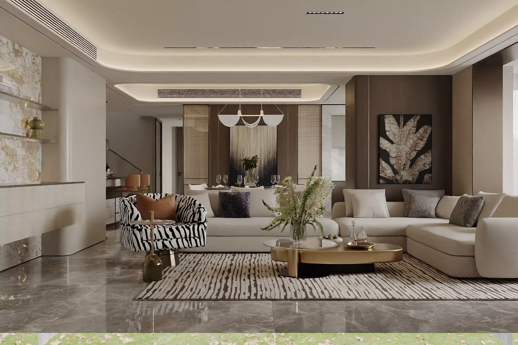 Italian-style living and dining room 3D model