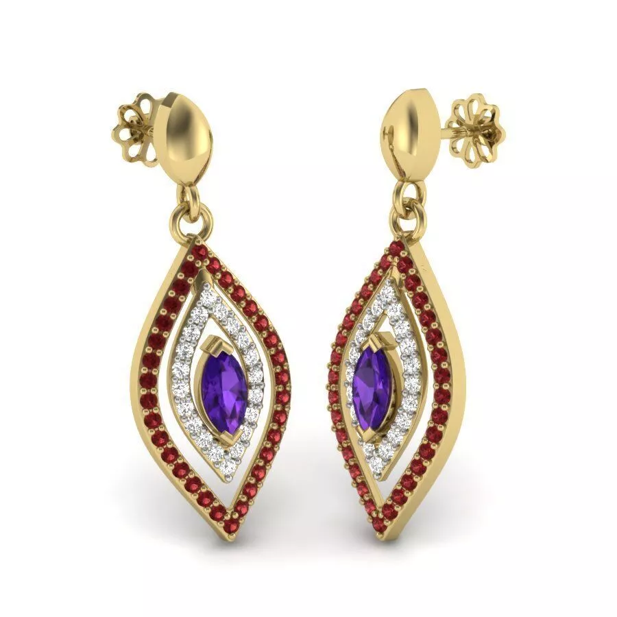 SILVER AND GOLD LONG EARRINGS 3D print model