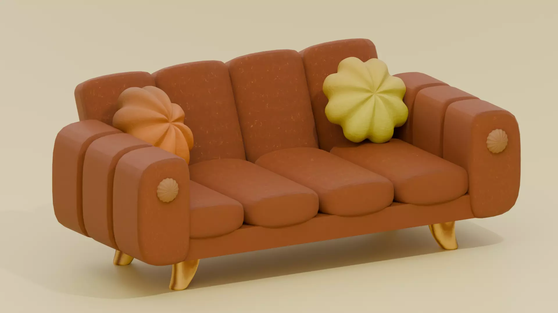 Hervest Comfort Pumpkin Sofa Set 3D model