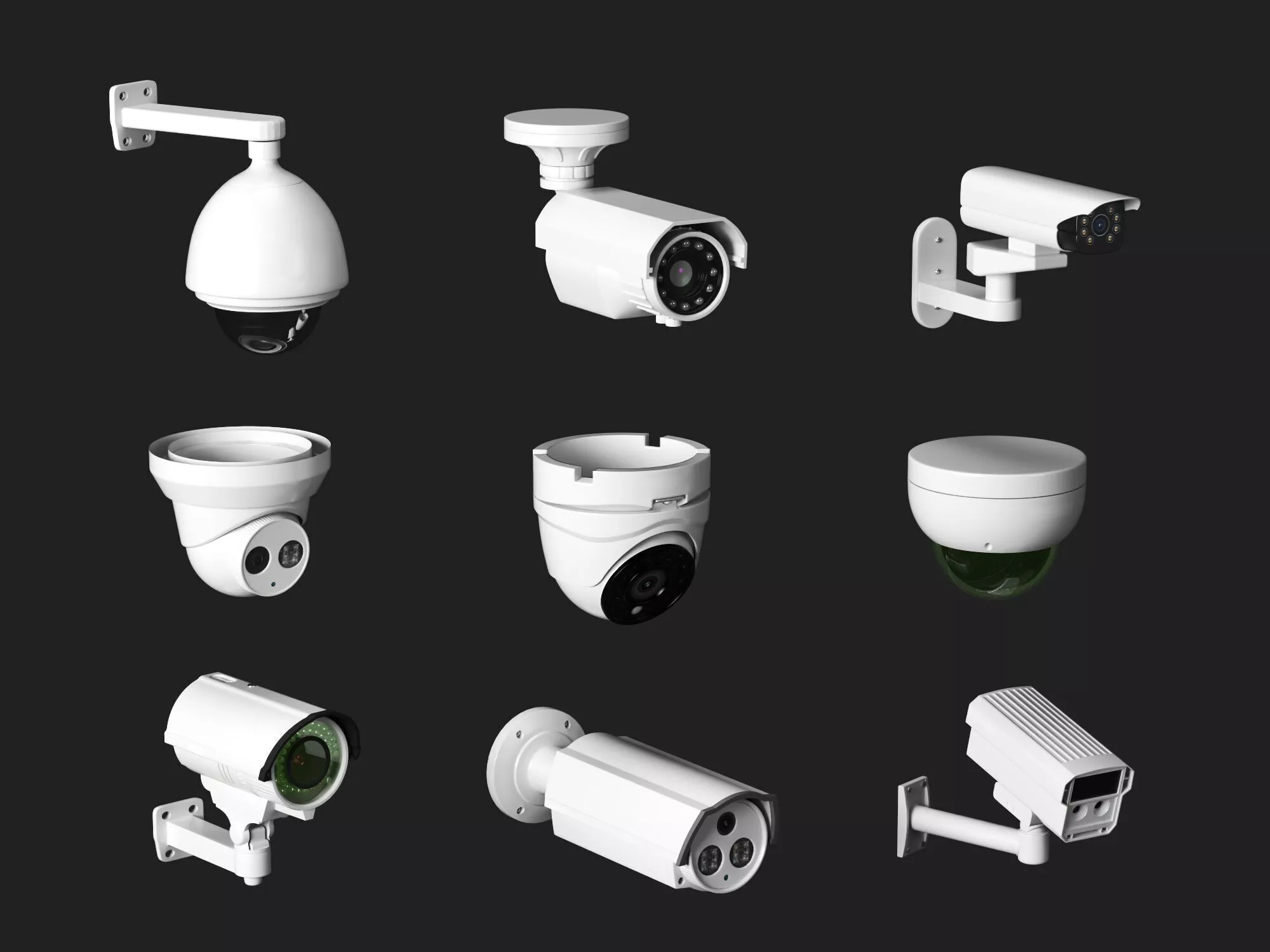 Security Camera Collection 3D Model Low-poly 3D model