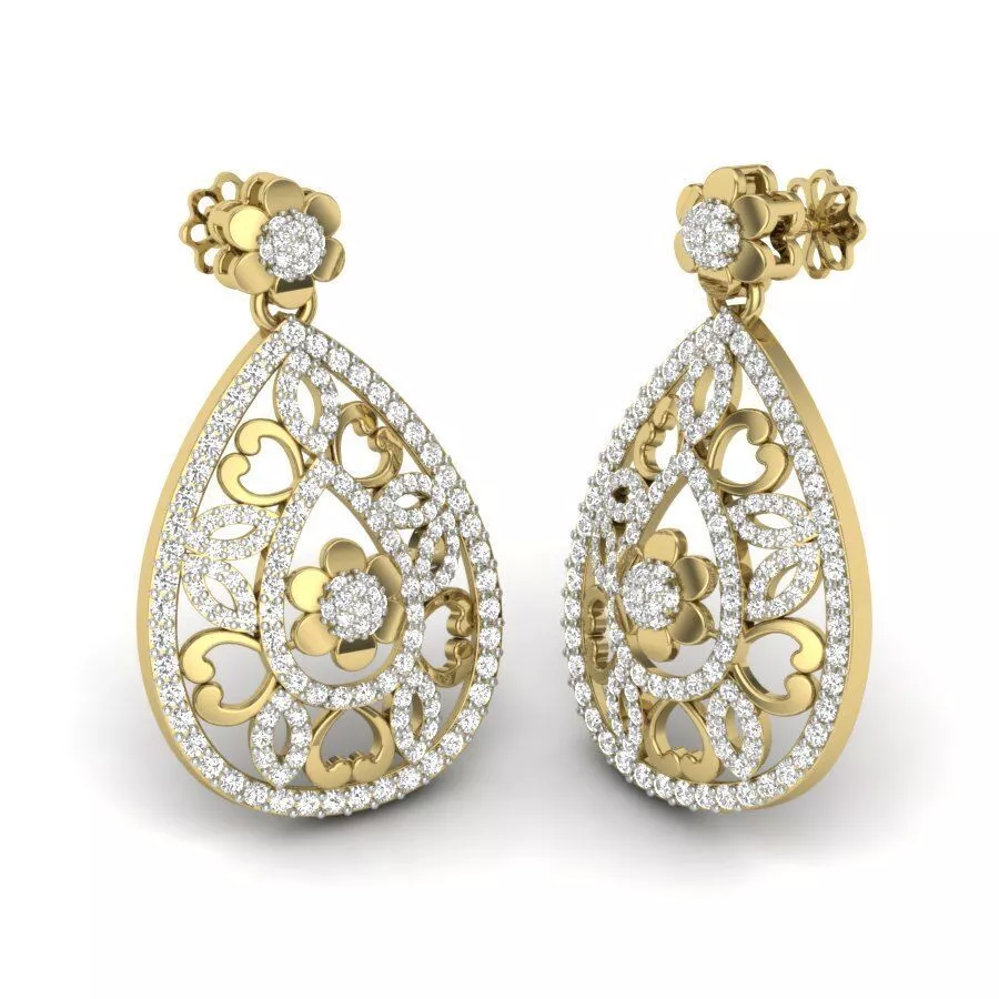 SILVER AND GOLD LONG EARRINGS 3D print model