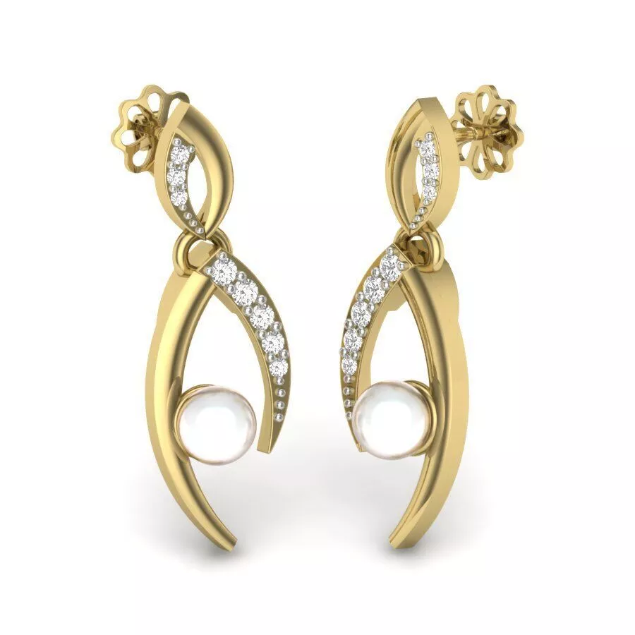 SILVER AND GOLD LONG EARRINGS 3D print model