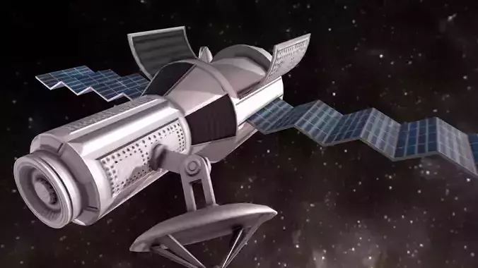 Game-Ready Satellite Module with Animations Low-poly 3D model