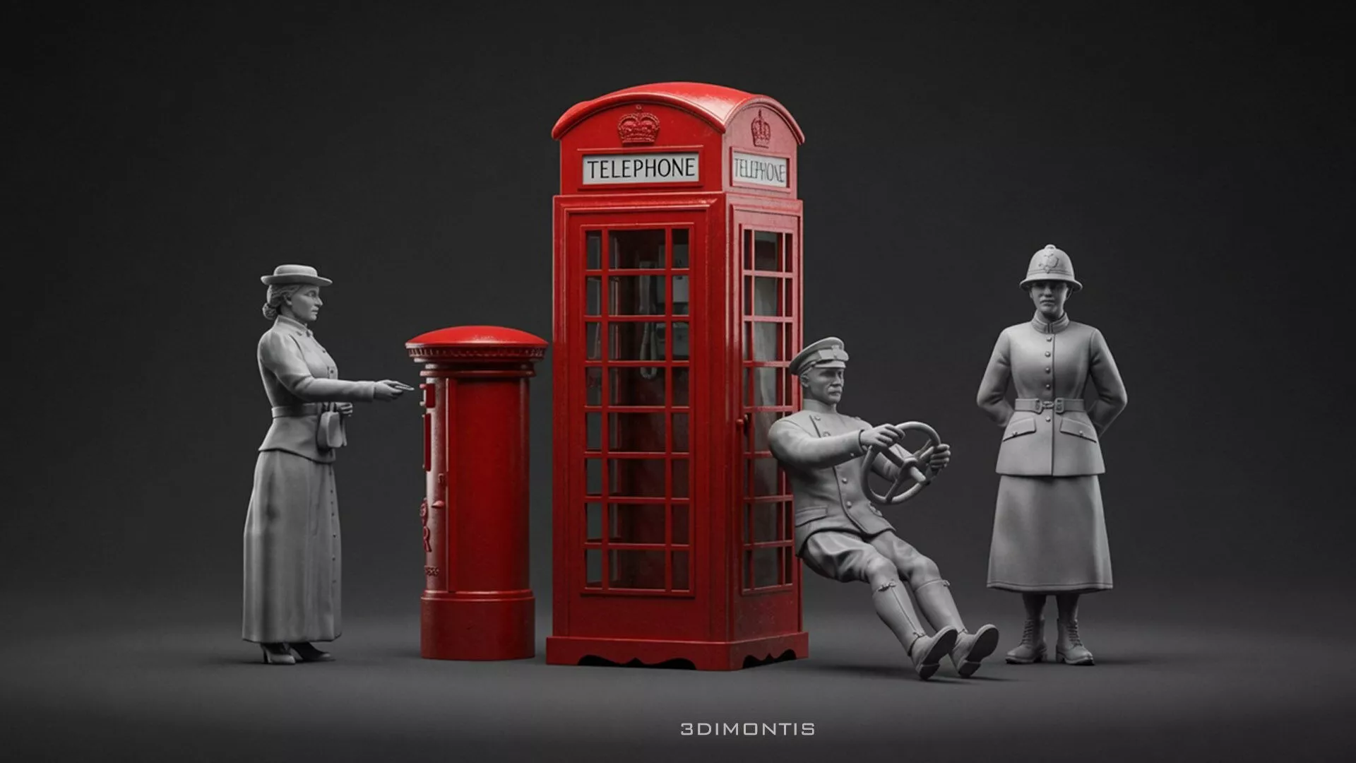 British Street STL Civilian Figures 3D print model