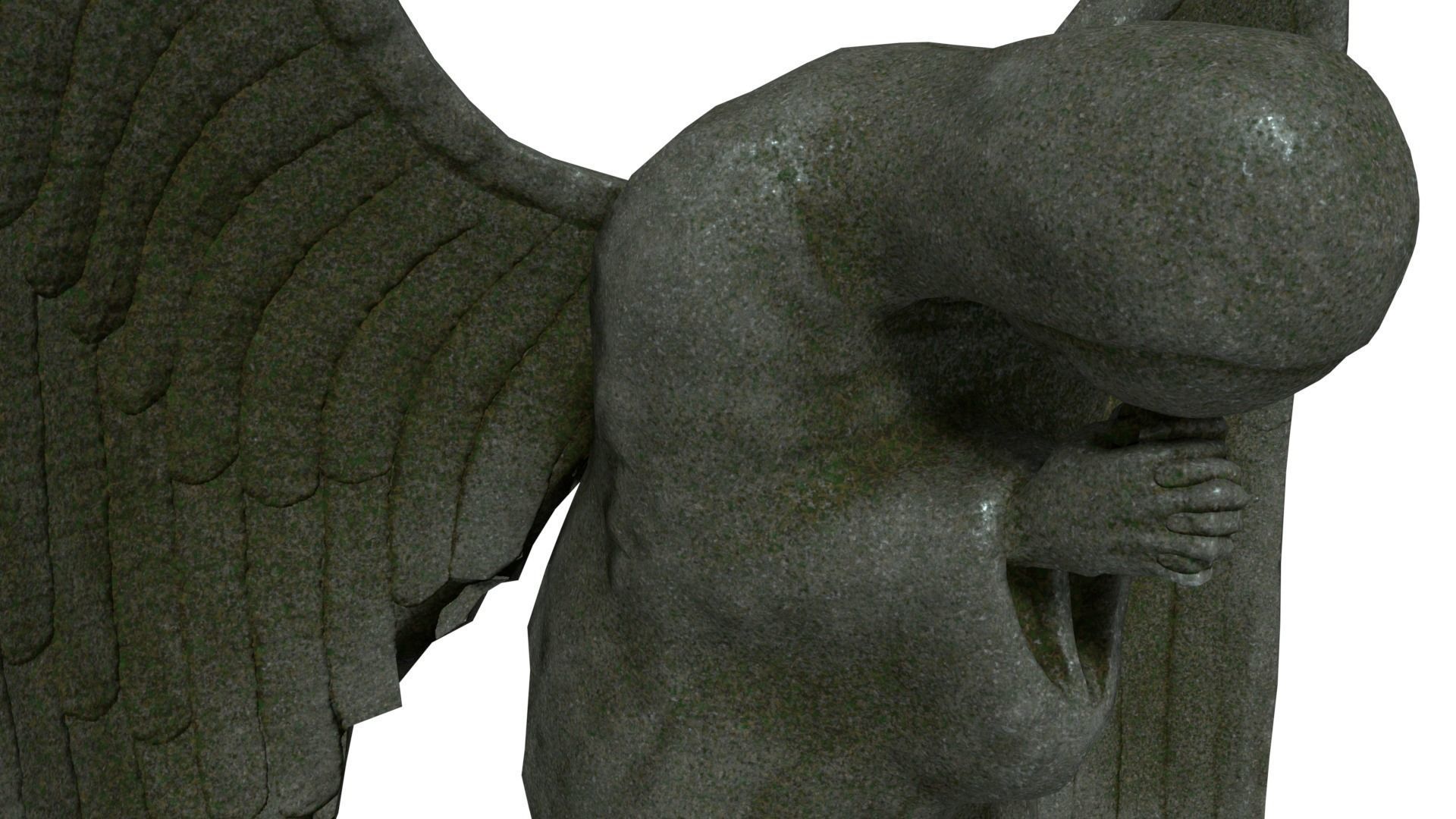 Angel Statue Low-poly 3D model_1