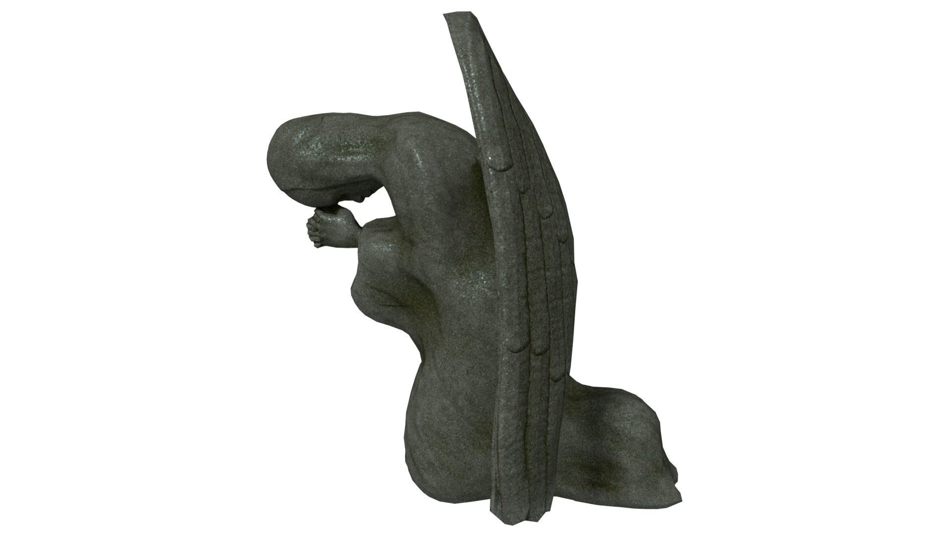 Angel Statue Low-poly 3D model_4