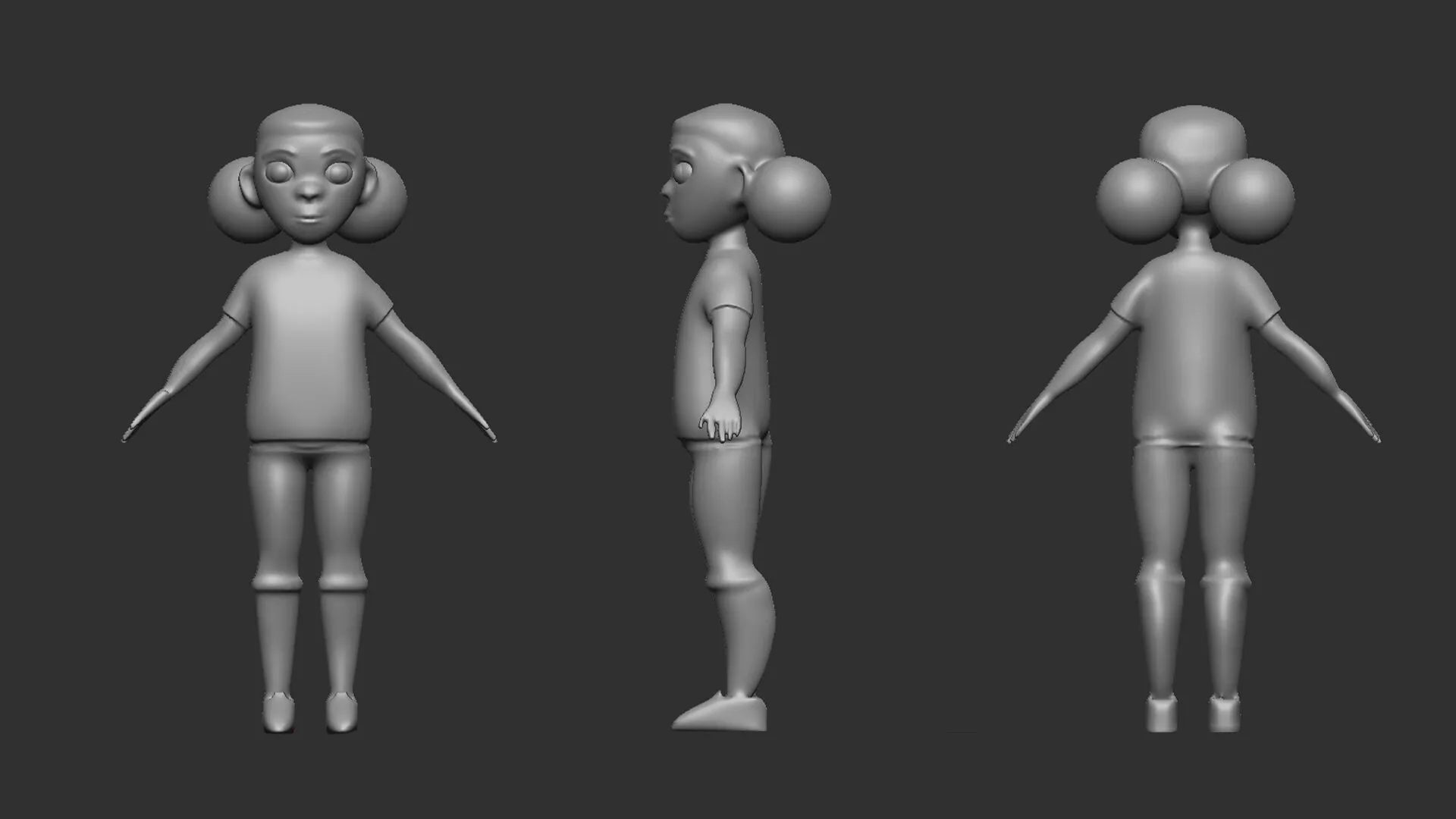 Cartoon Female Child 3D Model 3D model