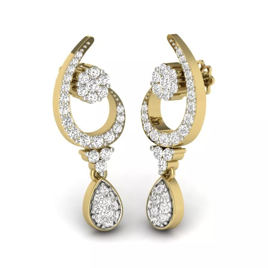SILVER AND GOLD LONG EARRINGS 3D print model